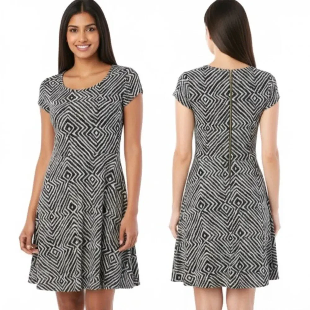 Michael Kors Black & White Sleeveless Dress - Size L